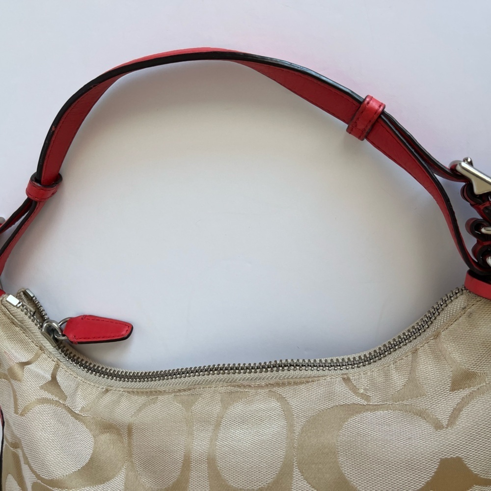 COACH Legacy Signature Courtney Hobo Bag Khaki Coral - Picture 8 of 12